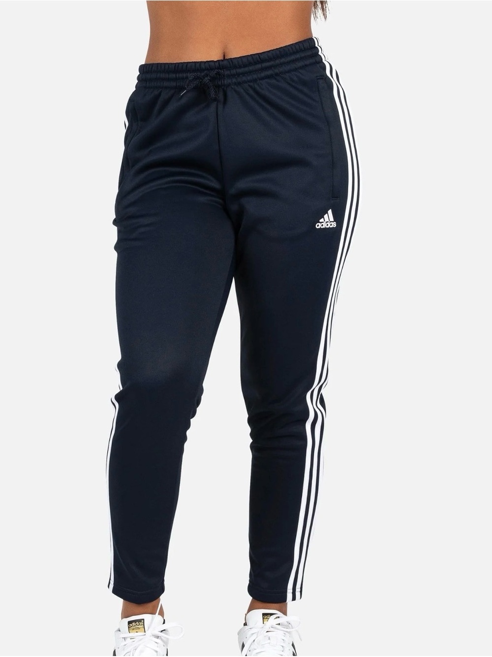 0058 adidas Navy Blue Joggers with White Three-Stripes